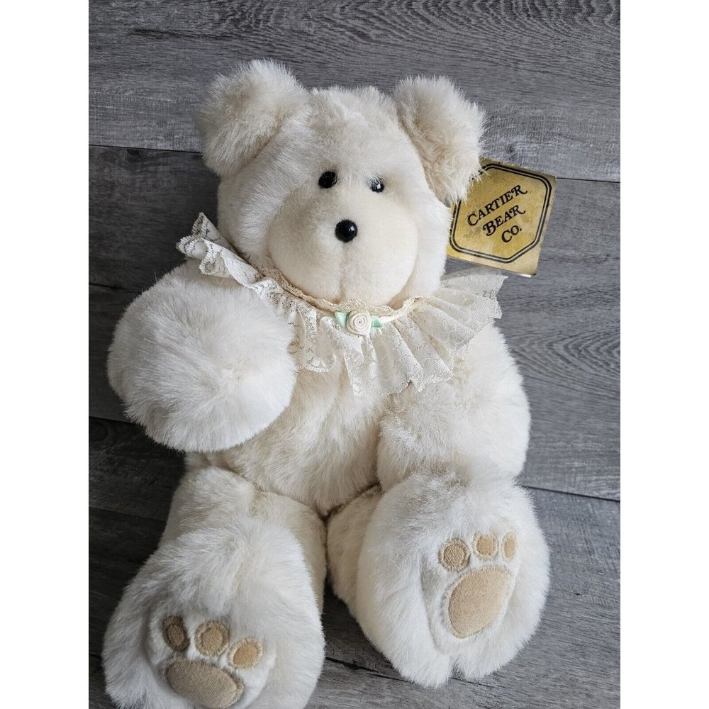 Vtg Deri Cartier Bear Company 1985 Baby Bear Ivory 17” w Tags Rare - SIGNED